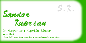 sandor kuprian business card